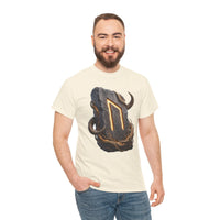 Uruz Rune Wild Ox Strength T-Shirt - Heavy Cotton Classic Fit Tee - Unisex White
