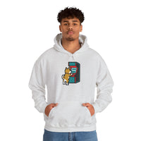 8-Bit Pixel Gaming Dogs Hoodie - Soft Cotton Blend Pullover Fleece - Unisex White