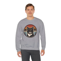 Tuxedo Cats 70s Sunset Sweatshirt - Heavy Blend Fleece Crewneck - Unisex White