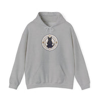 Meditating Cat Sacred Geometry Hoodie - Heavy Blend Fleece Pullover - Unisex White