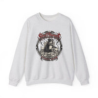 Skull Throne Heavy Metal Rocker Dogs Sweatshirt - Heavy Blend Cotton Poly Crewneck - Unisex White