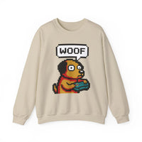 8-Bit Pixel Gaming Dogs Sweatshirt - Heavy Blend Cotton-Poly Crewneck - Unisex White