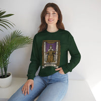 Justice Tarot Card Sweatshirt - Heavy Blend Cotton Poly Crewneck - Unisex White