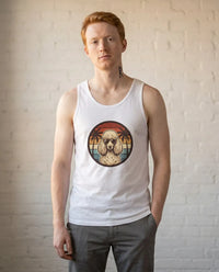 Poodle Aviator 70s Sunset Tank Top - Soft Lightweight Jersey Tank - Unisex White