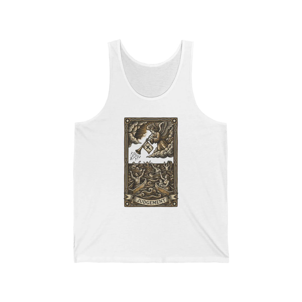 Judgement Tarot Card Graphic Tank Top - Lightweight Airlume Cotton Jersey - Unisex Athletic Heather