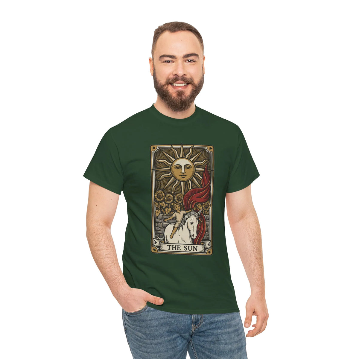Tarot The Sun Card T-Shirt - Medium Weight 100% Cotton Tee - Unisex White