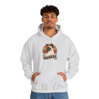 Siamese Cat Retro 70s Sunset Graphic Hoodie - Cozy Cotton Poly Blend Pullover - Unisex White