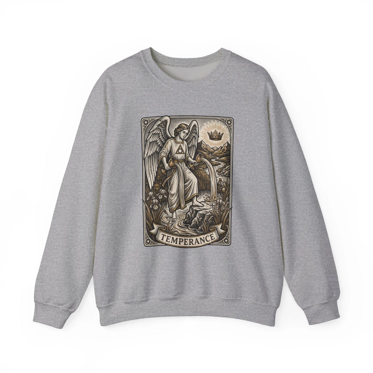 Temperance Tarot Card Angel Sweatshirt - Heavy Blend Fleece Crewneck - Unisex White