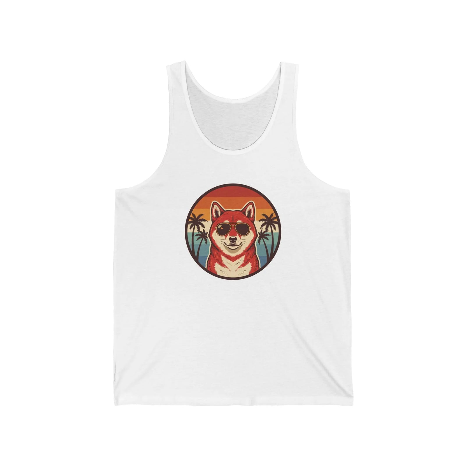 Shiba Inu Aviator Sunglasses Sunset Tank Top - Soft Lightweight Retail Fit Jersey - Unisex Athletic Heather