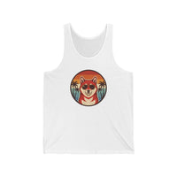 Shiba Inu Aviator Sunglasses Sunset Tank Top - Soft Lightweight Retail Fit Jersey - Unisex Athletic Heather