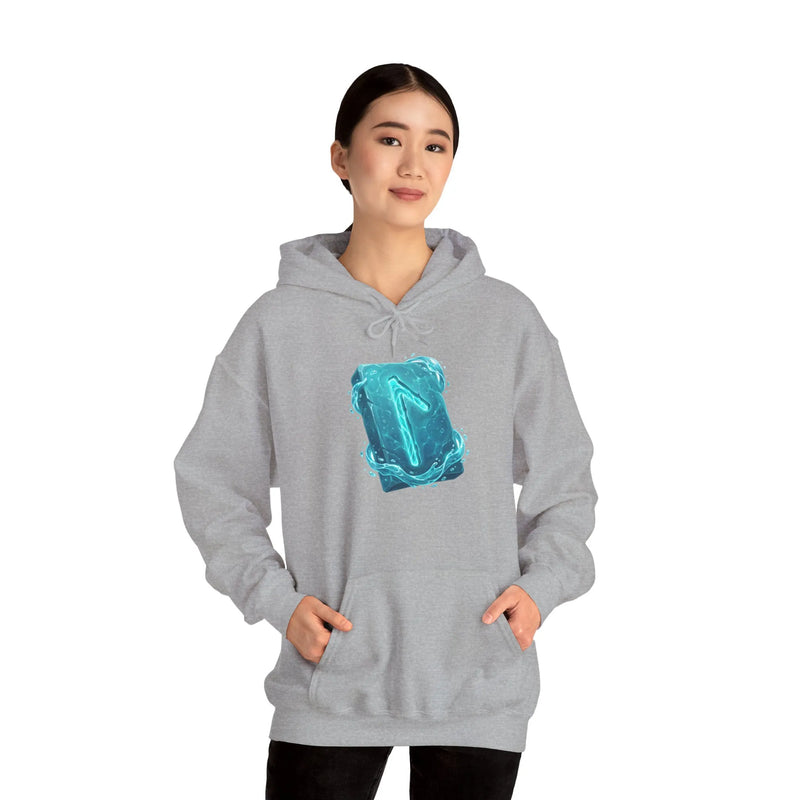 Laguz Water Rune Graphic Hoodie - Soft Fleece Blend Pullover - Unisex White