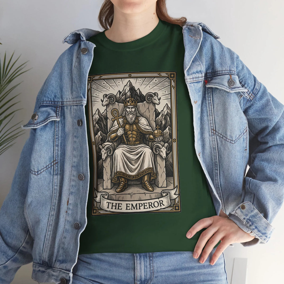 The Emperor Tarot Card T-Shirt - Heavy Cotton Classic Fit - Unisex White