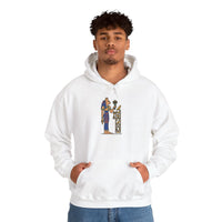 Bastet Egyptian Cat Pharaoh Hoodie - Soft Heavy Blend Fleece Pullover - Unisex White