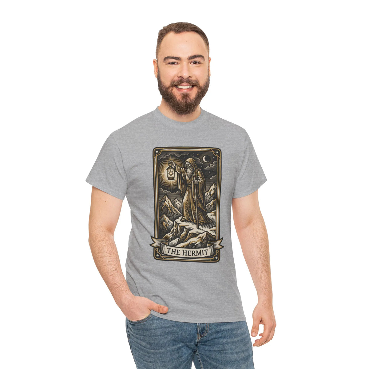 The Hermit Tarot T-Shirt - Medium Weight Cotton Classic Tee - Unisex White
