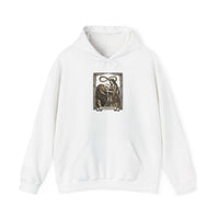 Strength Tarot Card Graphic Hoodie - Heavy Blend Fleece Pullover - Unisex White