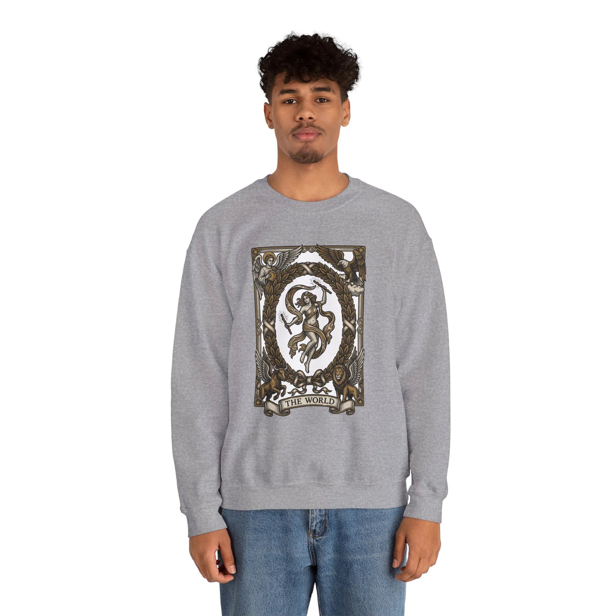 The World Tarot Card Sweatshirt - Heavy Blend Fleece Crewneck - Unisex White
