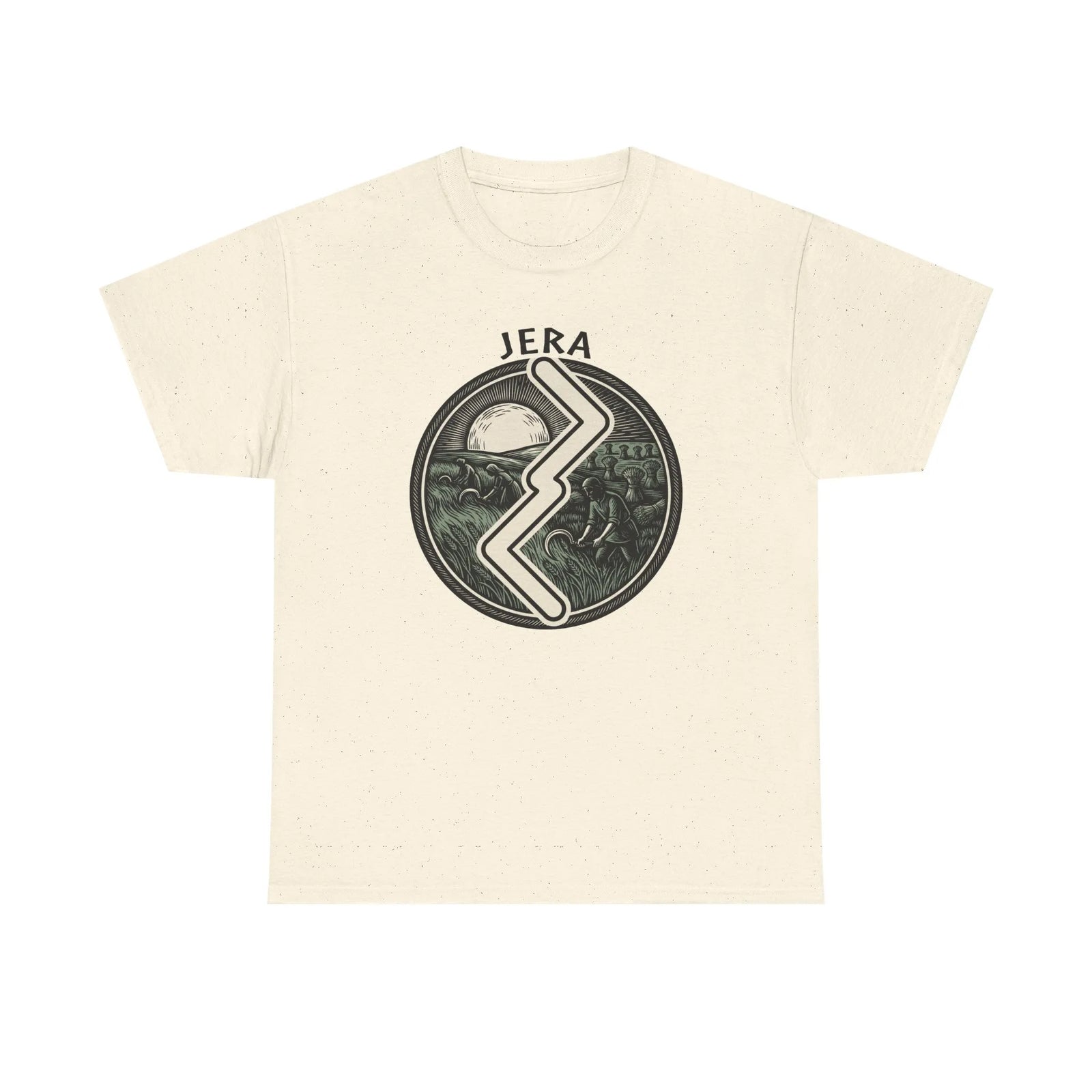 Jera Rune Harvest Reaping T-Shirt - Medium Weight Cotton Classic Fit Tee - Unisex White