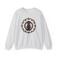 Meditating Dog Sacred Geometry Sweatshirt - Heavy Blend Fleece Crewneck - Unisex White