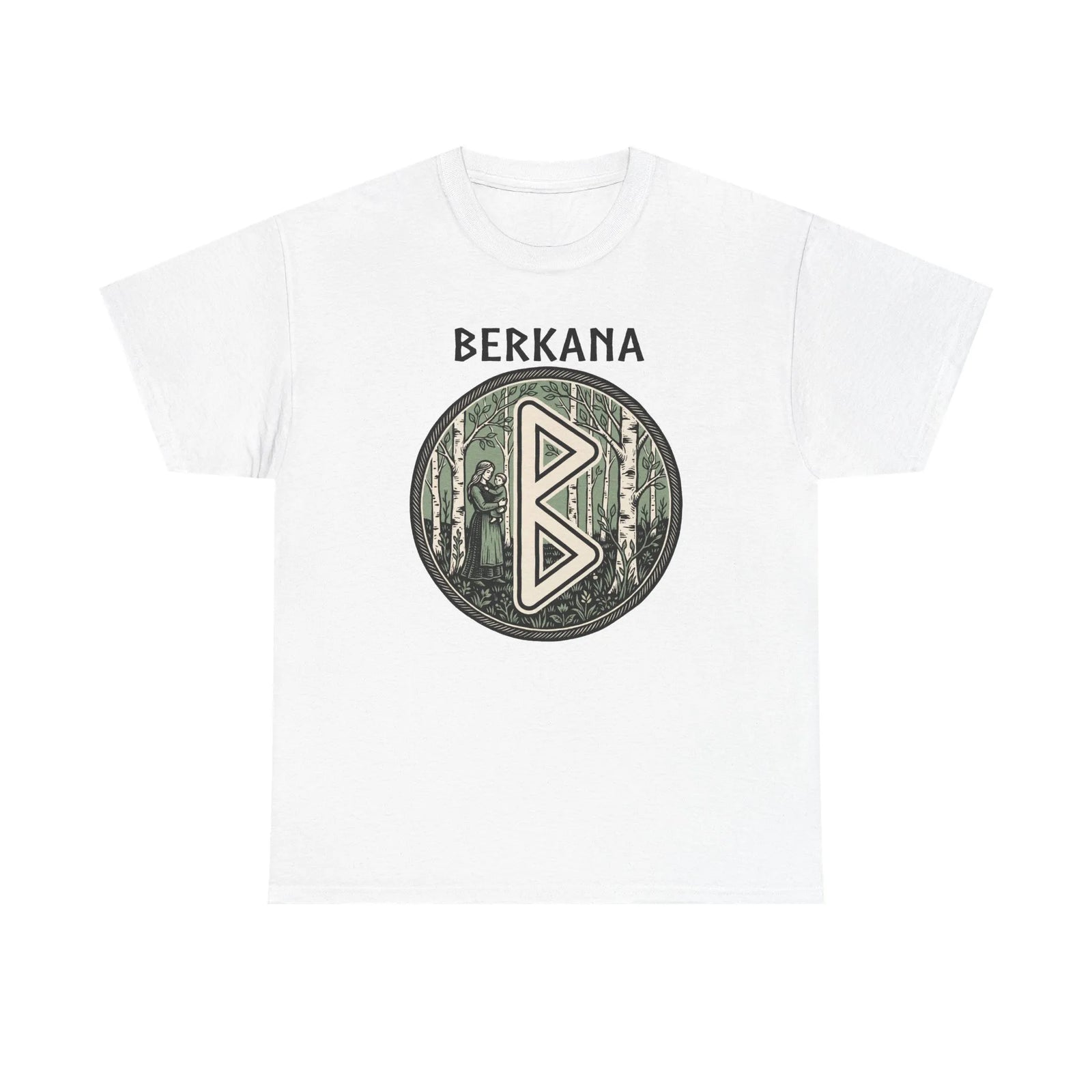 Berkana Rune Earth Mother Graphic T-Shirt - Heavy Cotton Classic Fit Tee - Unisex White