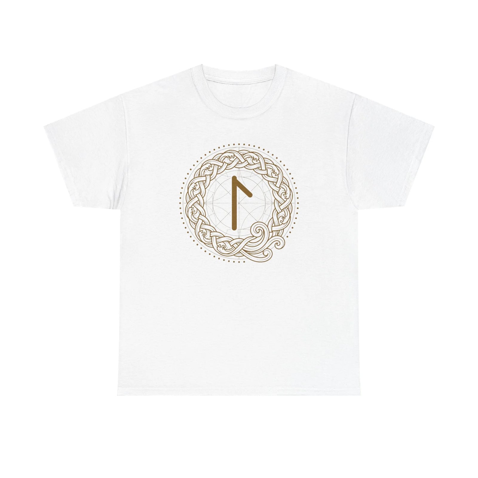 Laguz Rune Norse Knotwork T-Shirt - Heavy Cotton Classic Fit Tee - Unisex White