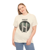 Hagalaz Rune Nordic Graphic T-Shirt - Heavy Cotton Classic Fit Tee - Unisex White