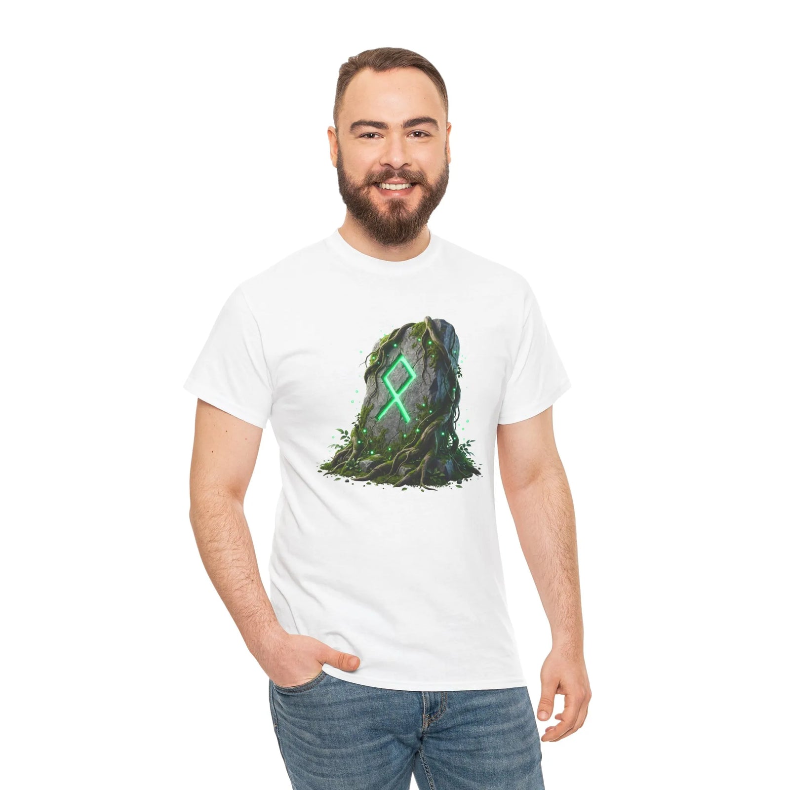 Othala Rune Ancestral Home T-Shirt - Heavy Cotton Classic Fit Tee - Unisex White