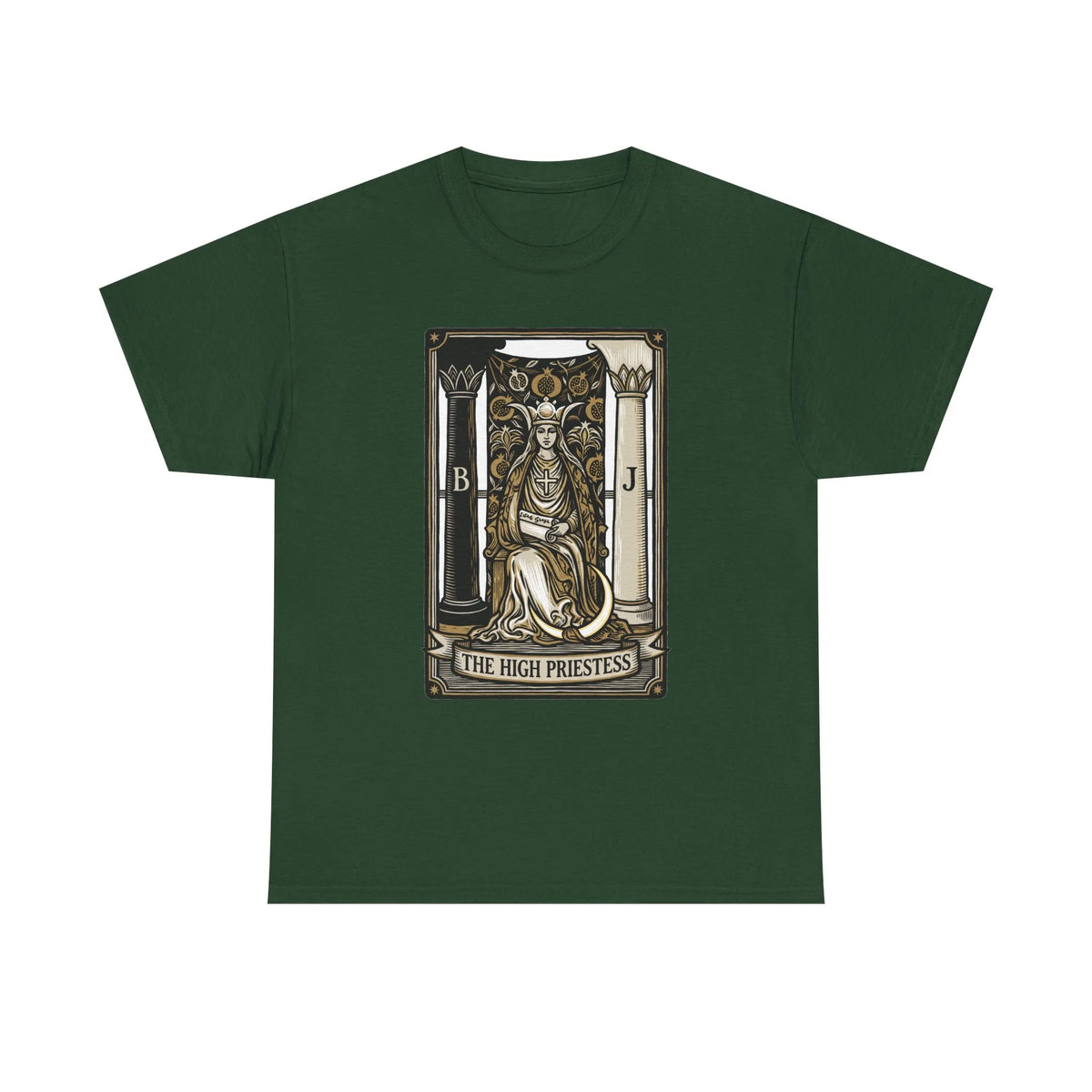 The High Priestess Tarot Card T-Shirt - Heavy Cotton Classic Fit Tee - Unisex White