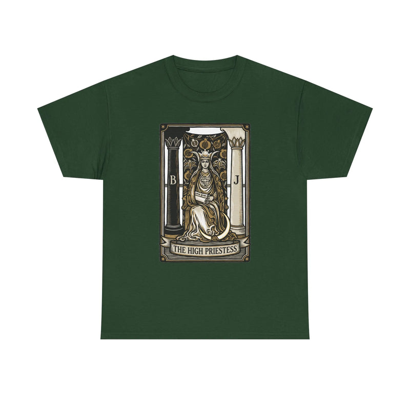 The High Priestess Tarot Card T-Shirt - Heavy Cotton Classic Fit Tee - Unisex White