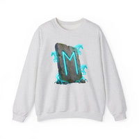 Ehwaz Rune Spirit Horse Sweatshirt - Heavy Blend Classic Fit Crewneck - Unisex White