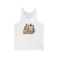 Egyptian Sphynx Cat Scales Graphic Tank Top - Lightweight Combed Cotton Retail Fit - Unisex White