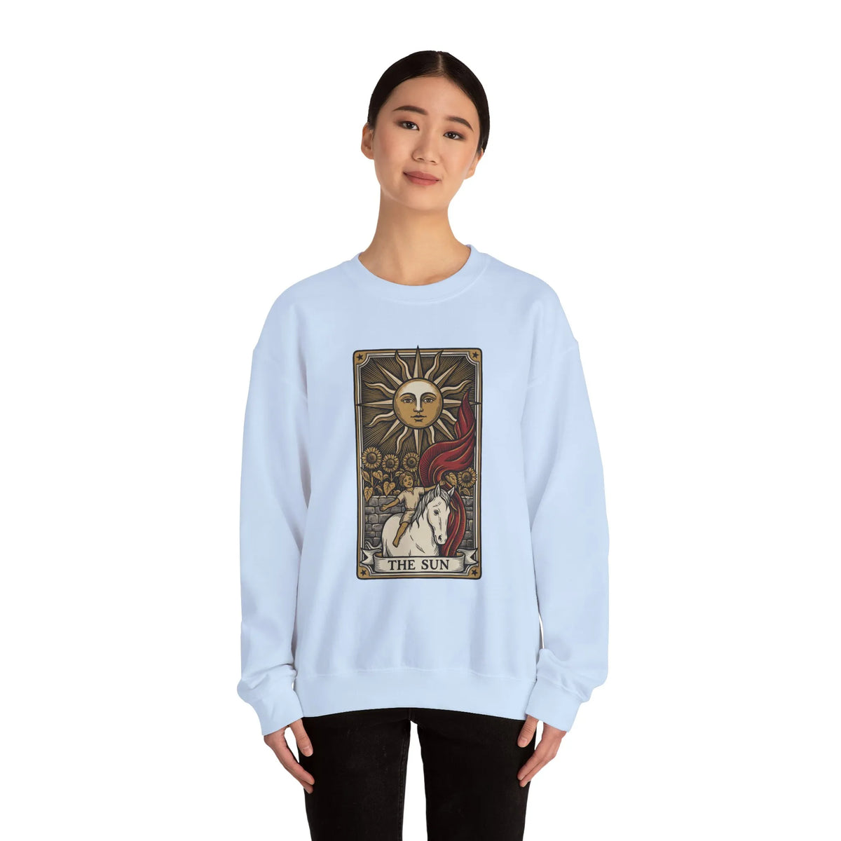 The Sun Tarot Card Sweatshirt - Heavy Blend Fleece Crewneck - Unisex White