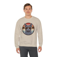 Russian Blue Cat Aviator Sunglasses Sweatshirt - Heavy Blend Fleece Crewneck - Unisex White