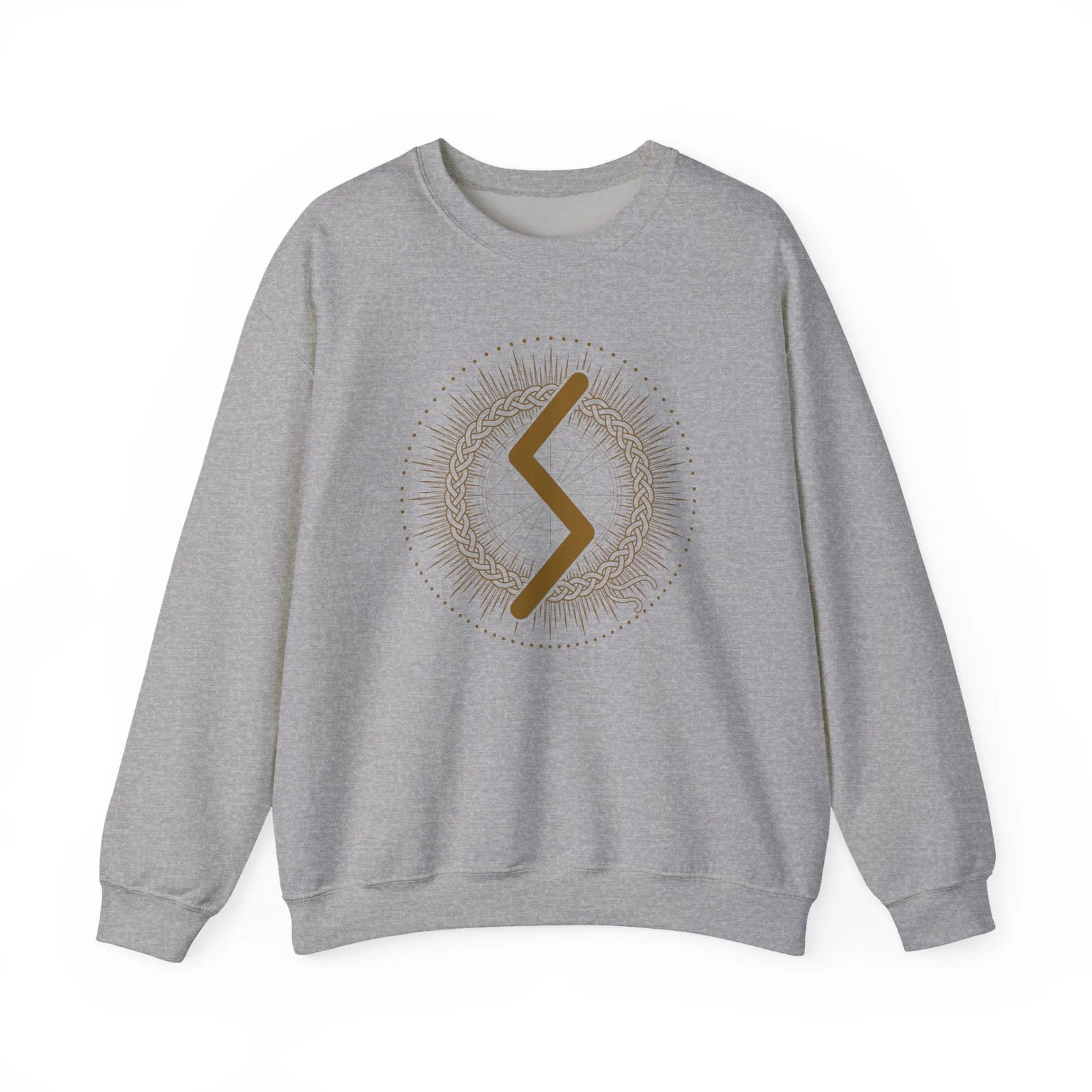 Sowulo Rune Sun Graphic Sweatshirt - Heavy Cotton Blend Crewneck - Unisex White