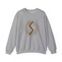 Sowulo Rune Sun Graphic Sweatshirt - Heavy Cotton Blend Crewneck - Unisex White
