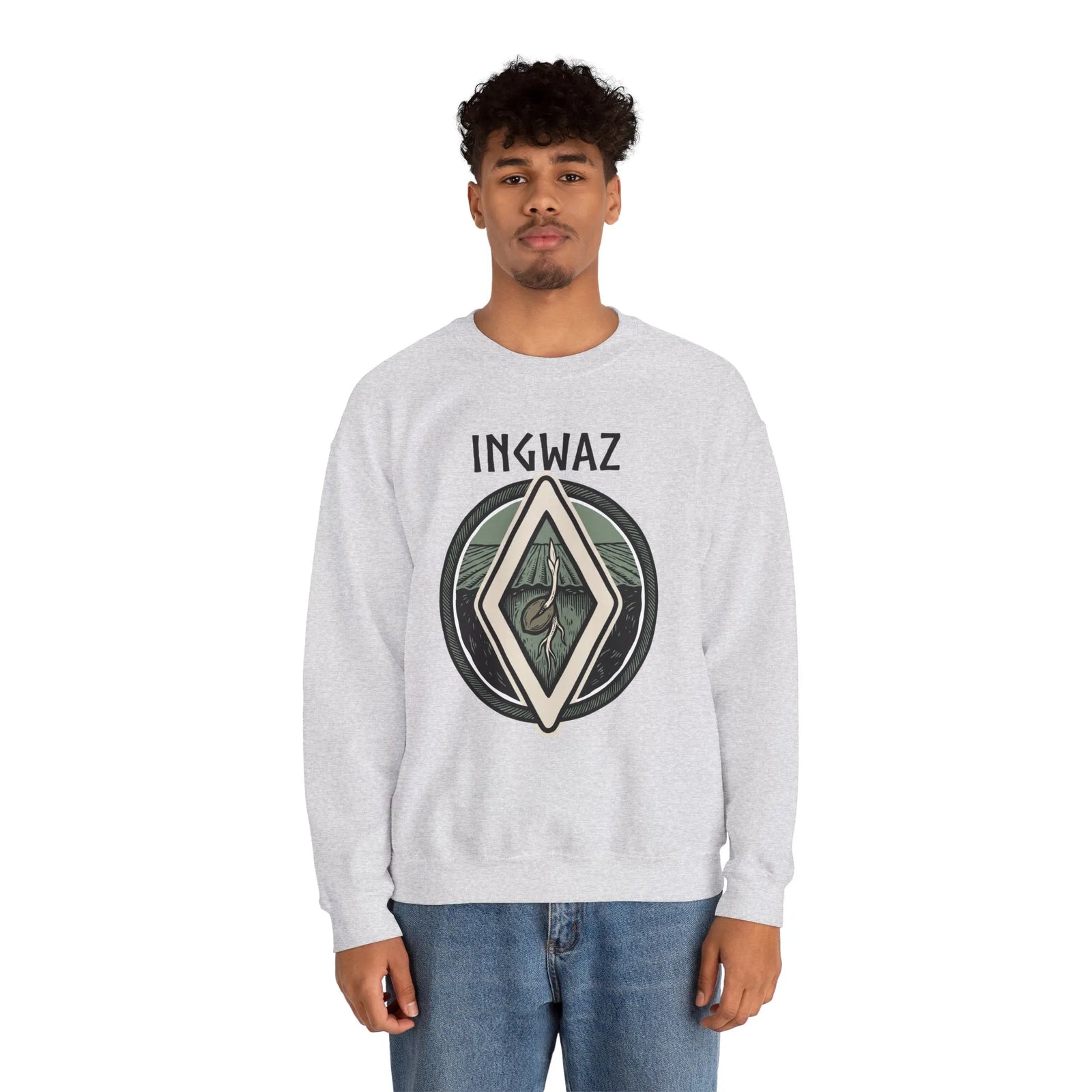 Ingwaz Rune Seed Potential Sweatshirt - Classic Fit Heavy Blend Crewneck - Unisex Ash
