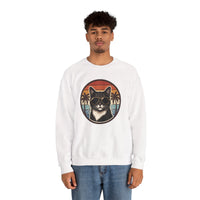 Tuxedo Cats 70s Sunset Sweatshirt - Heavy Blend Fleece Crewneck - Unisex White