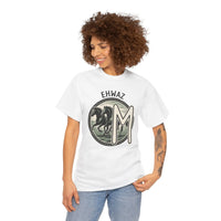 Ehwaz Rune Divine Horses T-Shirt - Heavy Cotton Classic Fit Tee - Unisex White