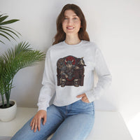 Viking Berserker Cats Graphic Sweatshirt - Heavy Blend Classic Fit Crewneck - Unisex White