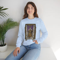 Justice Tarot Card Sweatshirt - Heavy Blend Cotton Poly Crewneck - Unisex White