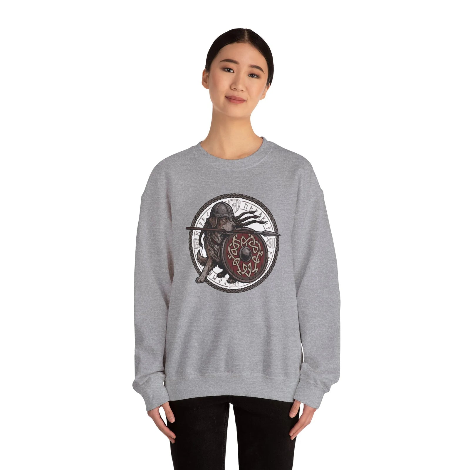 Shieldmaiden Viking Berserker Dogs Sweatshirt - Heavyweight Fleece Crewneck - Unisex White