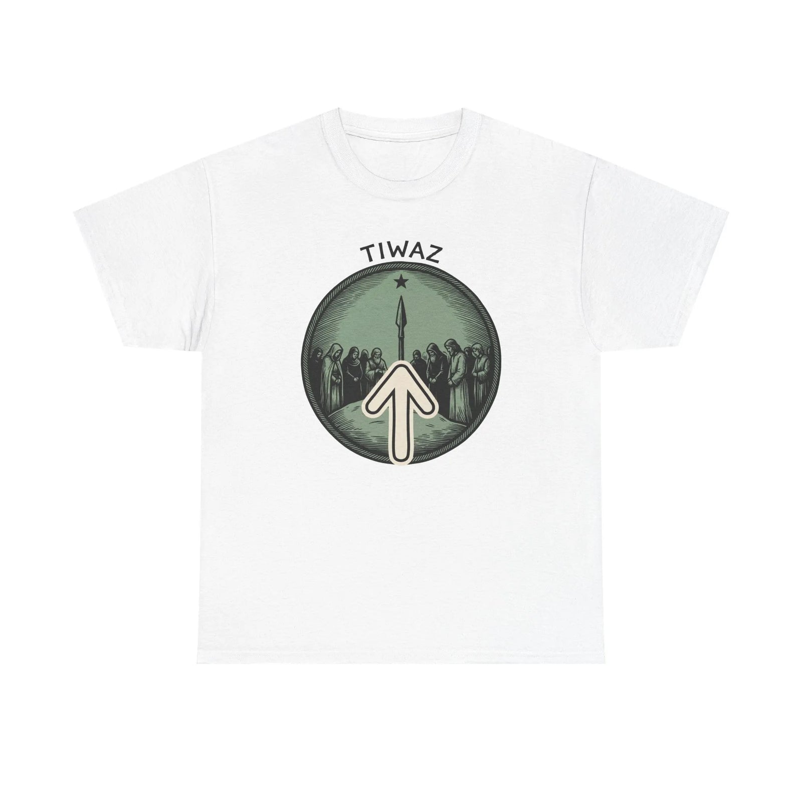 Tiwaz Rune Graphic T-Shirt - Heavy Cotton Classic Fit Tee - Unisex White
