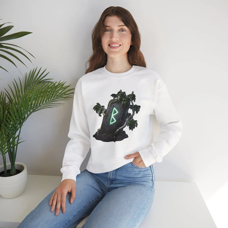 Berkana Rune Birch Tree Sweatshirt - Heavy Blend Crewneck - Unisex White