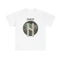 Hagalaz Rune Nordic Graphic T-Shirt - Heavy Cotton Classic Fit Tee - Unisex White