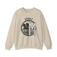 Ehwaz Divine Twins Horse Sweatshirt - Heavy Blend Cotton Blend Crewneck - Unisex White