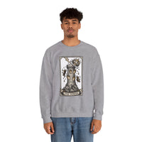 The Tower Tarot Card Sweatshirt - Heavy Blend Fleece Crewneck - Unisex White