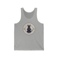 Meditating Cat Sacred Geometry Tank Top - Lightweight Airlume Cotton Retail Fit - Unisex Athletic Heather