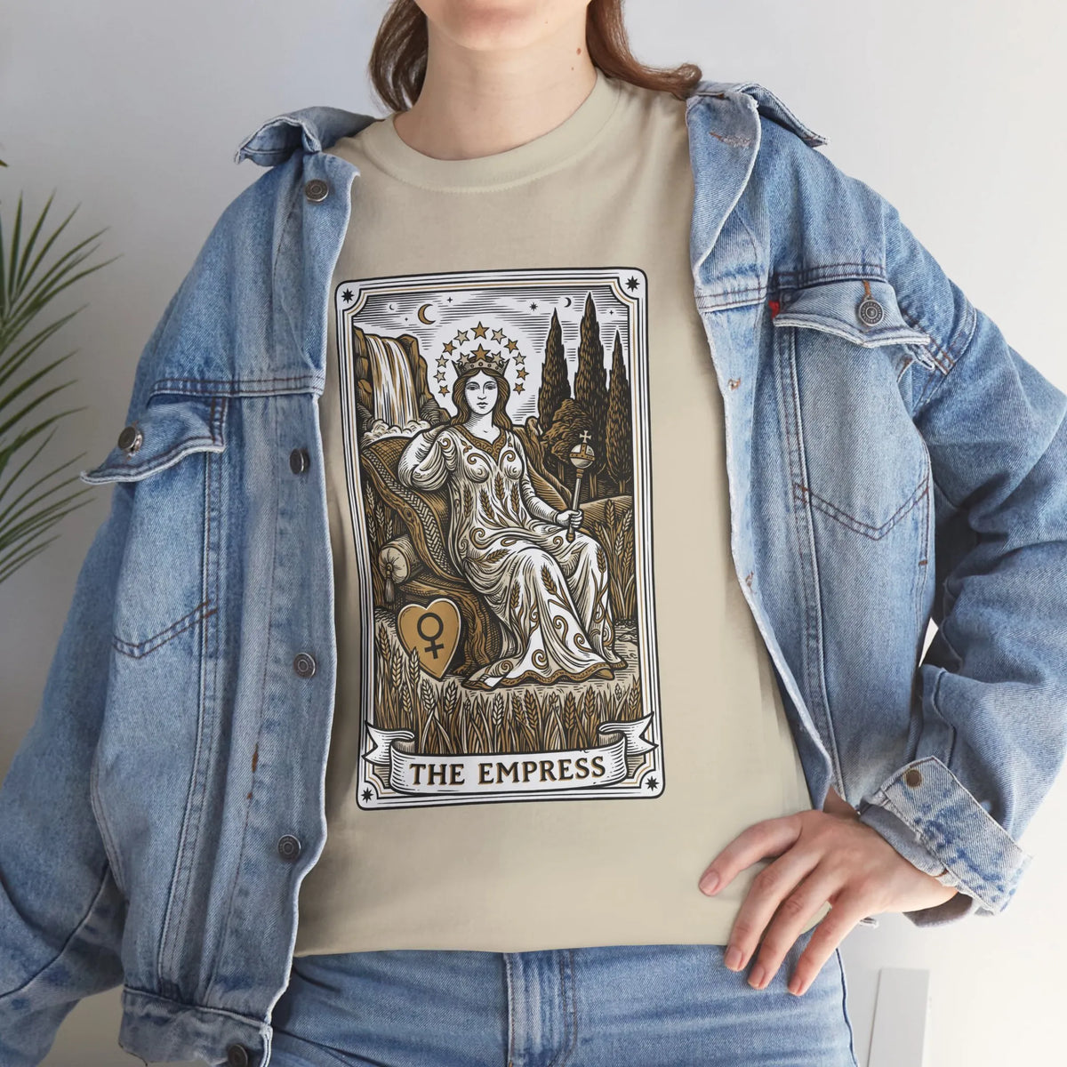 Empress Tarot Card Graphic T-Shirt - Heavy Cotton Classic Fit Tee - Unisex White