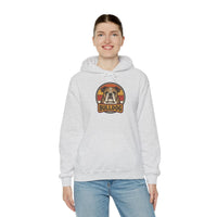 Bulldog Retro 70s Sunset Hoodie - Heavy Blend Fleece Pullover - Unisex White