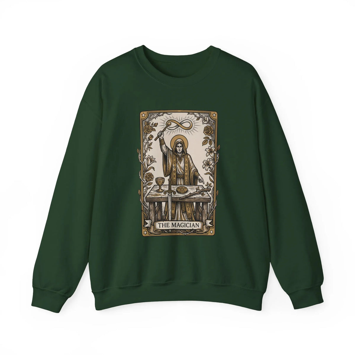 The Magician Tarot Card Sweatshirt - Heavy Blend Fleece Crewneck Pullover - Unisex Warm White