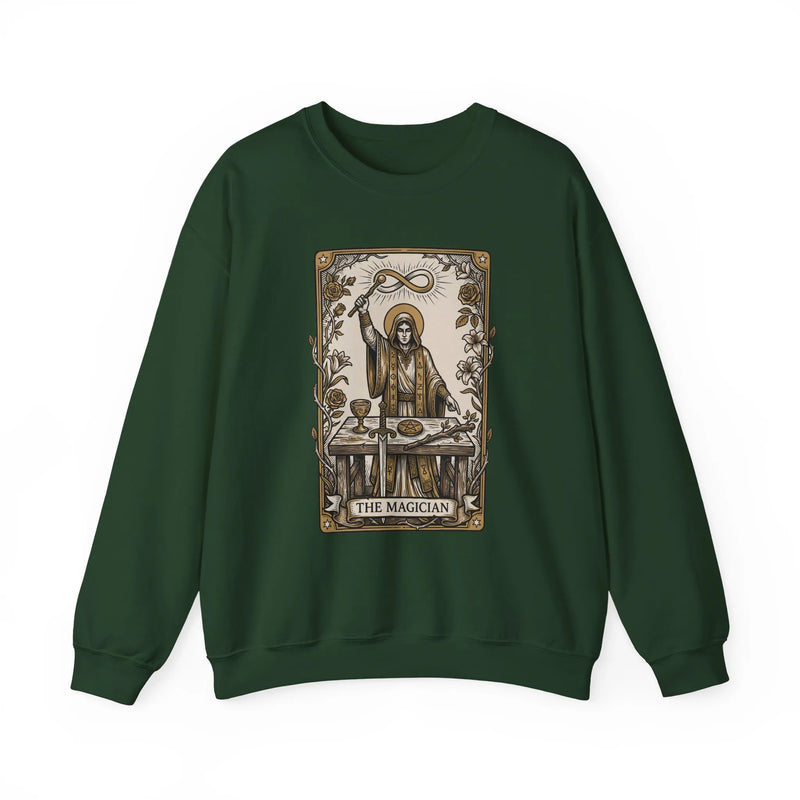 The Magician Tarot Card Sweatshirt - Heavy Blend Fleece Crewneck Pullover - Unisex Warm White